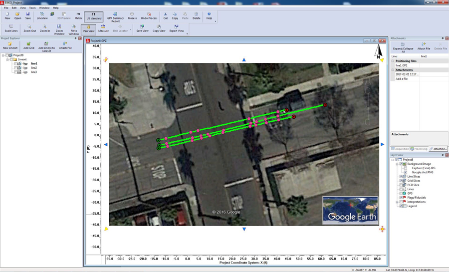 EKKO_Project MapView showing GPR survey image