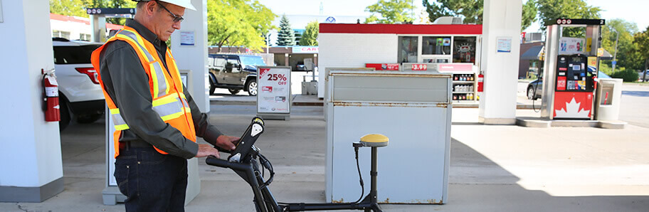 Mapping underground fuel storage tanks at a local gas station