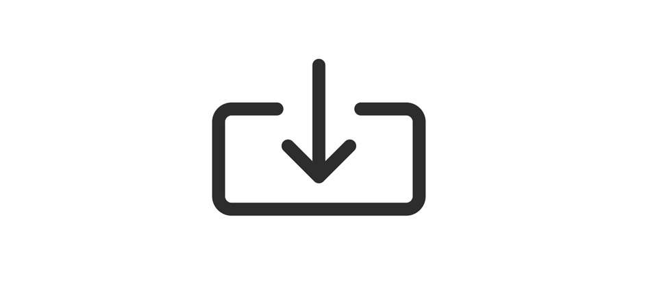 ícone de download mostrando a seta indo para uma caixa