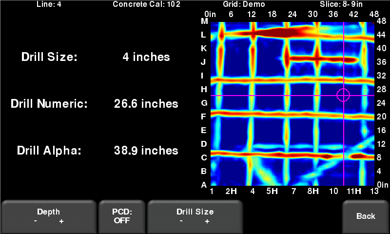 сканирование проволочной сетки в бетонной плите